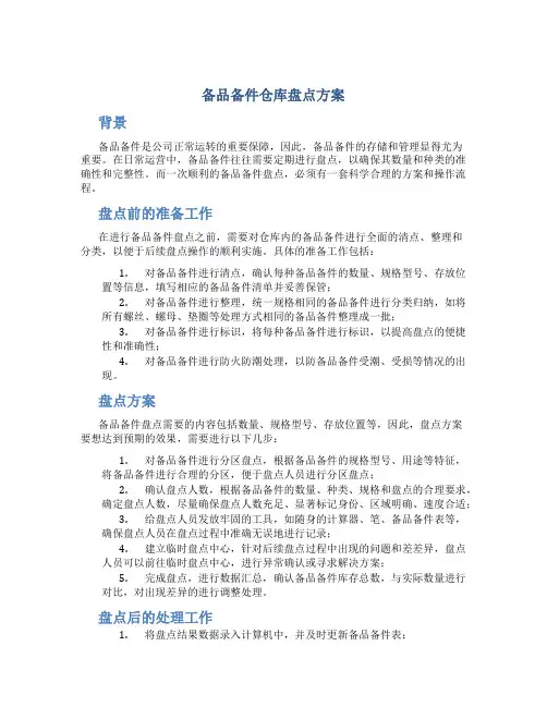 备品备件仓库盘点方案