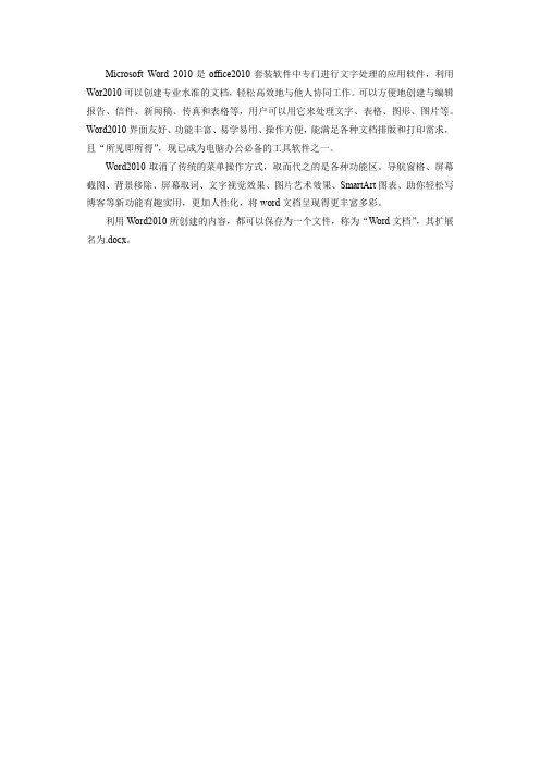Word2010简介