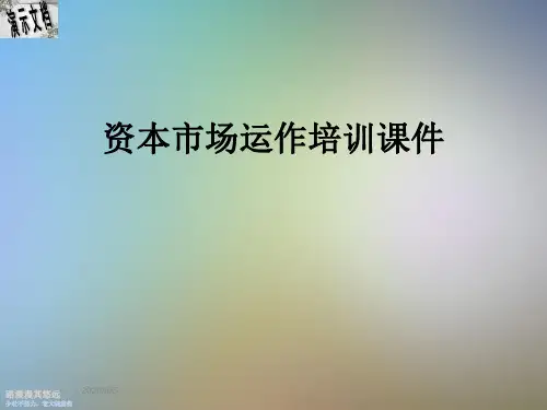 资本市场运作培训课件