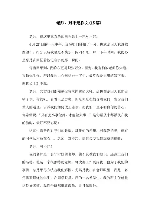 中小学老师,对不起作文(15篇)