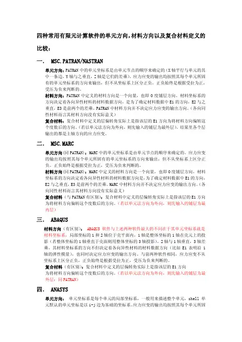四种常用有限元计算软件的比较