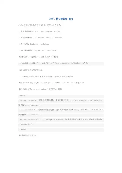 JSTL 核心标签库 使用