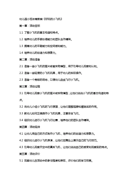 幼儿园小班体育教案《好玩的小飞机》