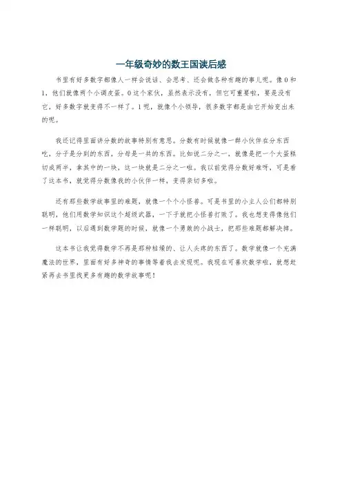一年级奇妙的数王国读后感