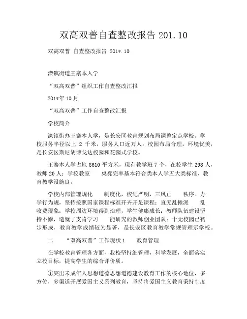 双高双普自查整改报告201.10