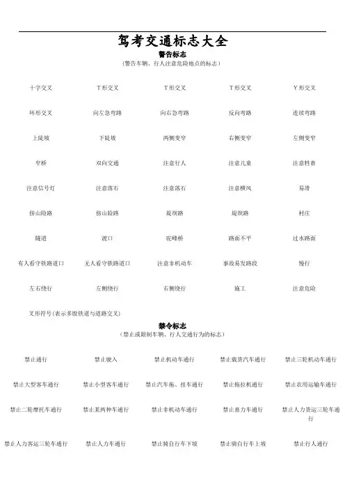 驾考交通标志大全(整理版)