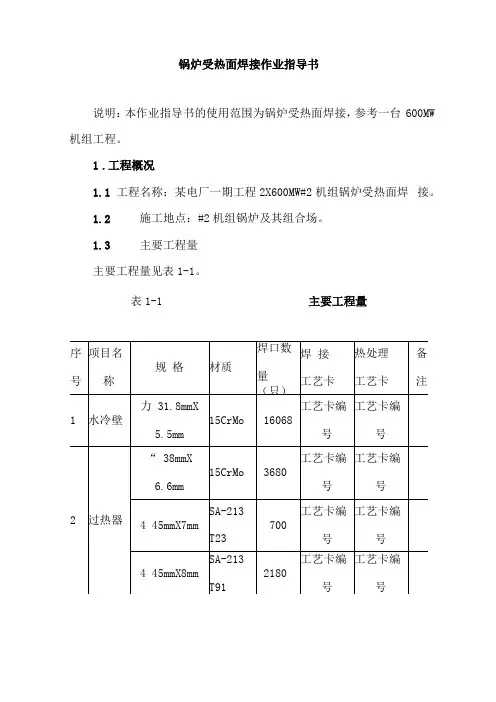 锅炉受热面焊接作业指导书