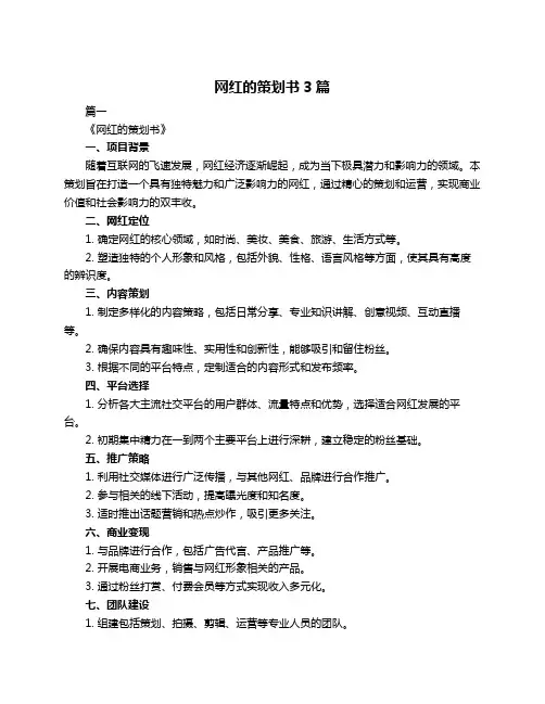 网红的策划书3篇
