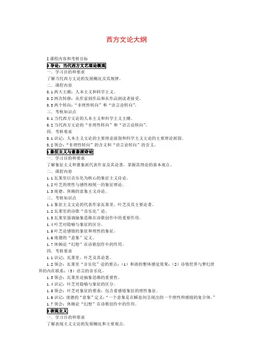 西方文论大纲与考试要点