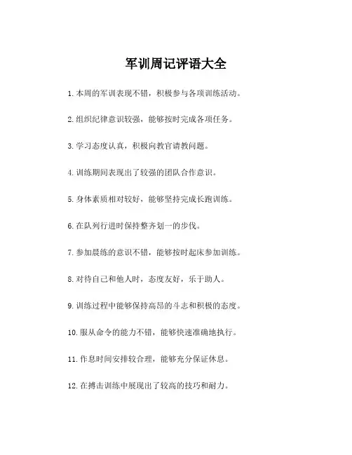 军训周记评语大全