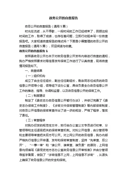 政务公开的自查报告（通用5篇）