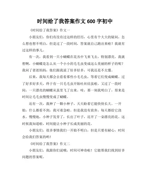 时间给了我答案作文600字初中