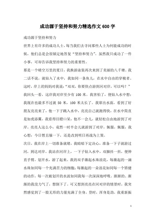成功源于坚持和努力精选作文600字