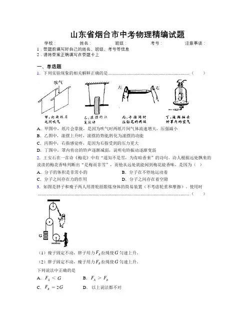 最新山东省烟台市中考物理精编试题及解析