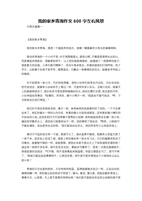 我的家乡青海作文600字左右风景