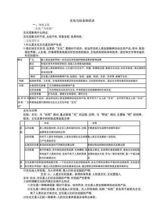 文化与社会知识点