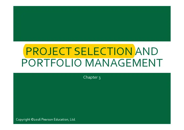 项目管理Project management课件Chapter 3 Slides_Project Selection