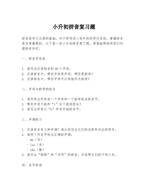 小升初拼音复习题