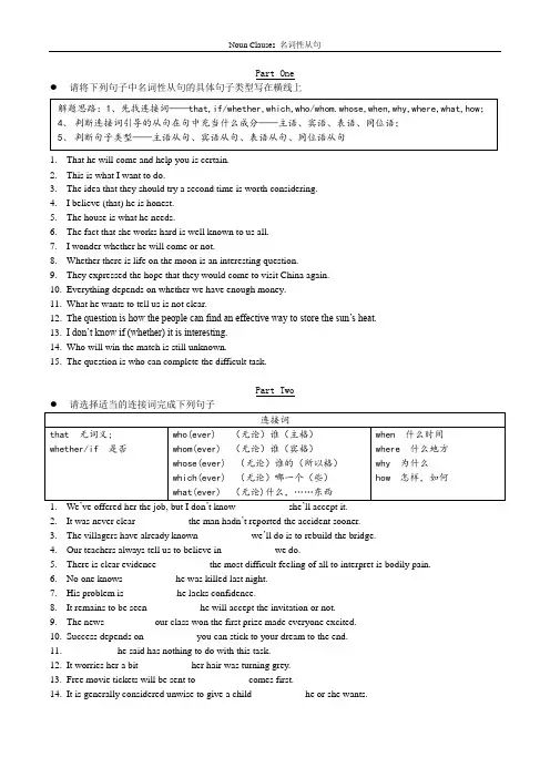 牛津高中英语 名词性从句 基础入门练习1