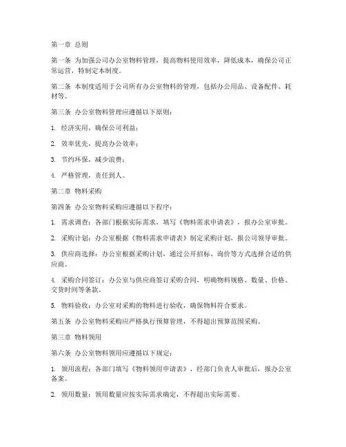 公司办公室物料管理制度