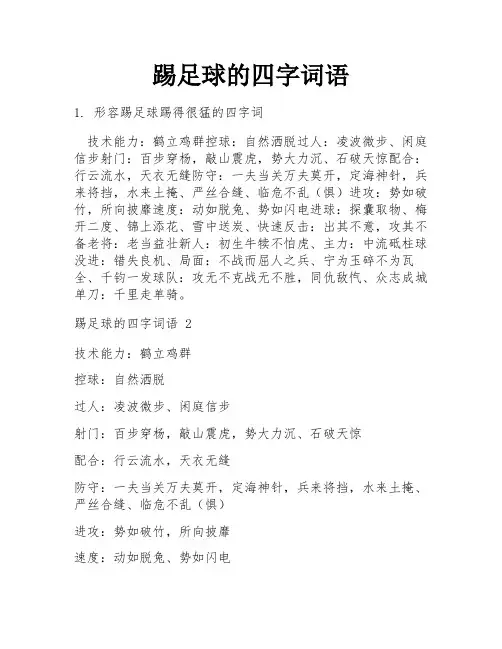 踢足球的四字词语