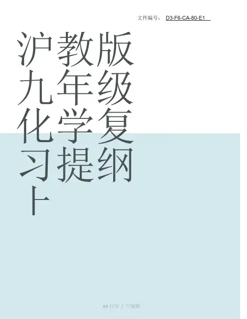 整理沪教版九年级化学复习提纲(上)