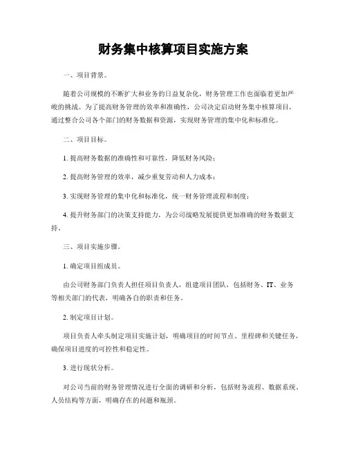 财务集中核算项目实施方案