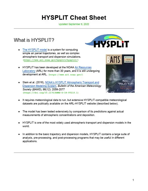 HYSPLIT Cheat Sheet说明书