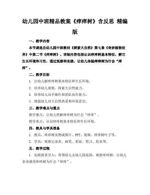 幼儿园中班精品教案《痒痒树》含反思精编版