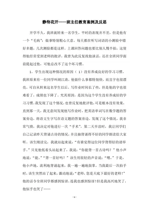 静待花开——班主任教育案例及反思