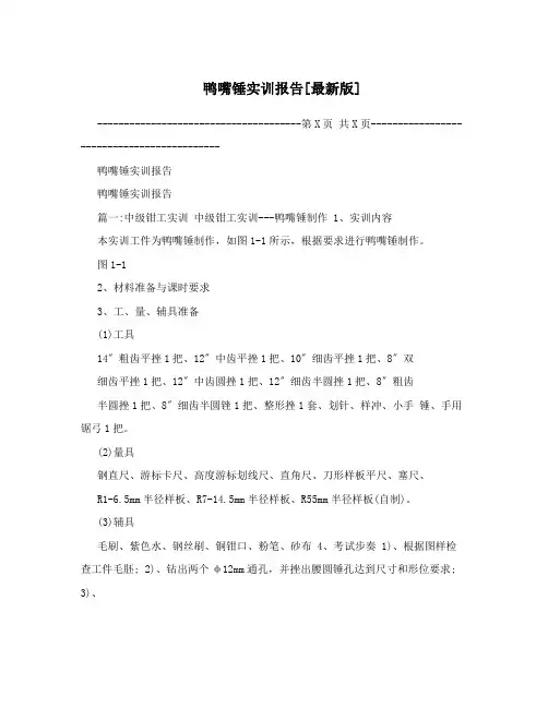 鸭嘴锤实训报告[最新版]