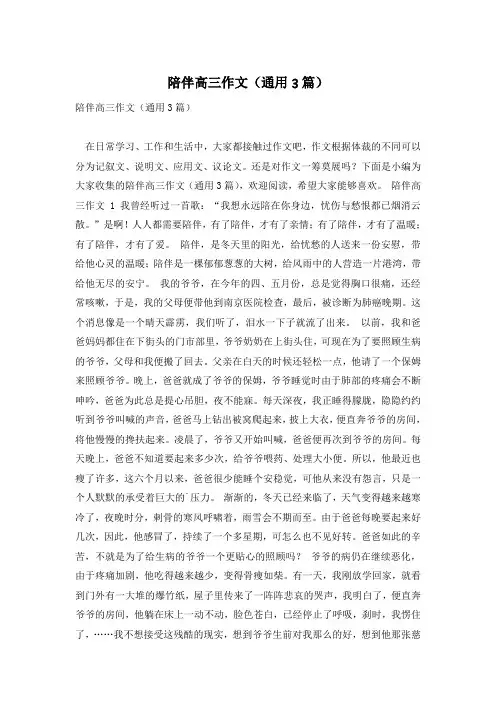 陪伴高三作文(通用3篇)