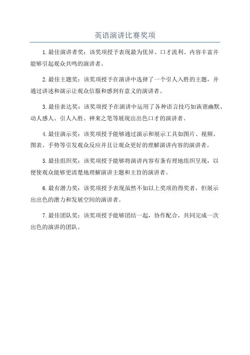 英语演讲比赛奖项