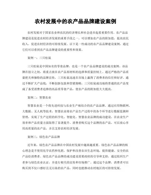 农村发展中的农产品品牌建设案例