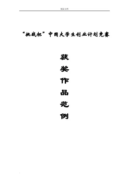 “挑战杯”中国大学生创业计划竞赛全国获奖范例