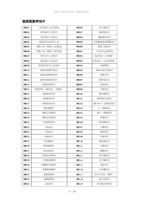 组织胚胎学切片
