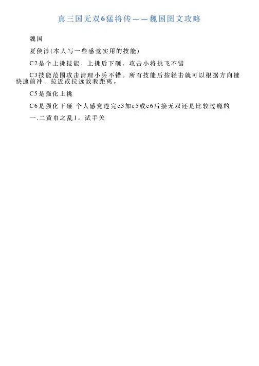 真三国无双6猛将传——魏国图文攻略