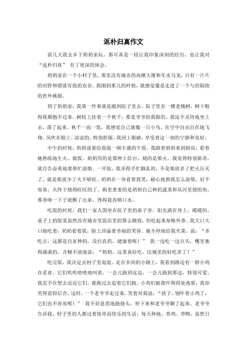 返朴归真作文