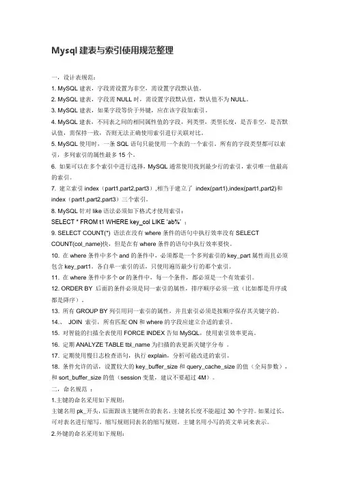 MySQL建表的规范总结