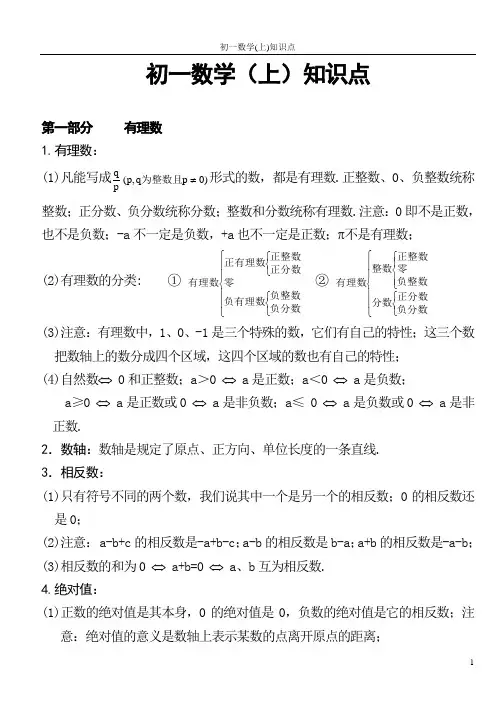 初一数学(上)知识点
