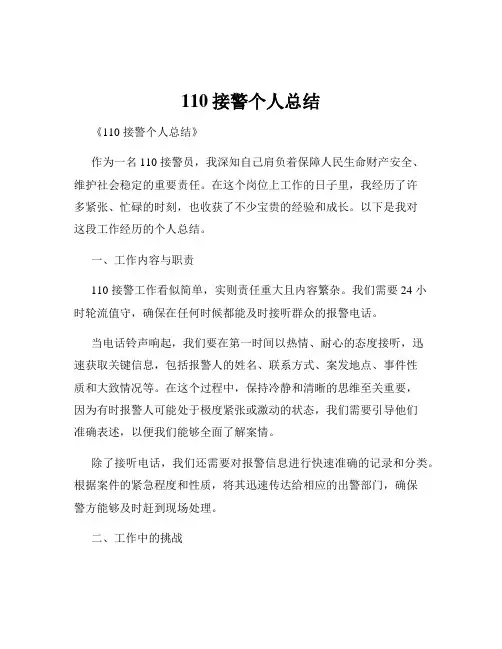 110接警个人总结