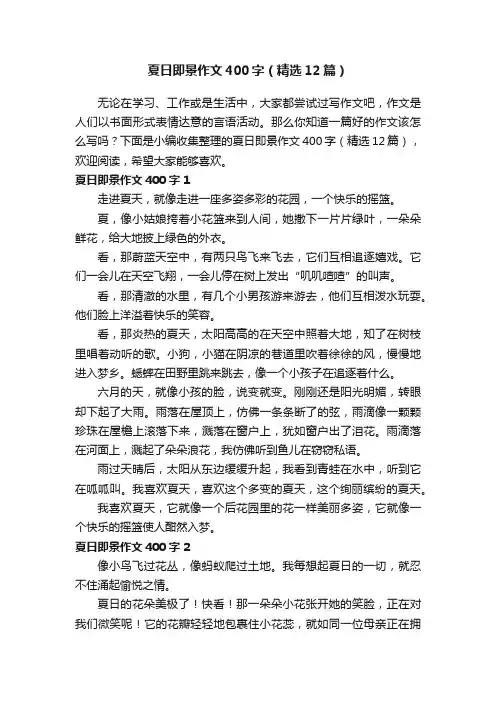 夏日即景作文400字（精选12篇）