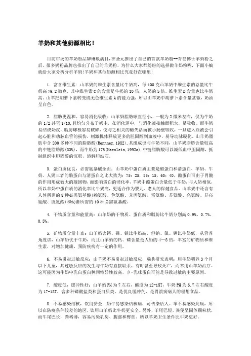 羊奶和其他奶源相比!
