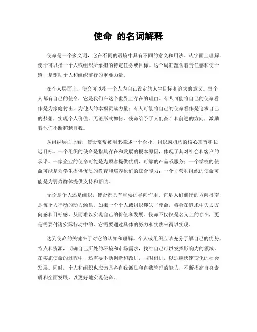 使命 的名词解释