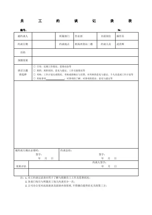 员工约谈记录表