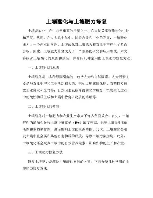 土壤酸化与土壤肥力修复
