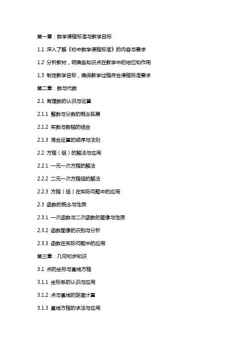 初中数学教师培训总结：知识点梳理