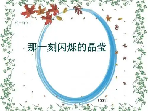 初一作文《那一刻闪烁的晶莹》600字(共9页PPT)