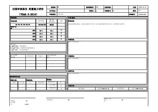 VDA6.3过程审核报告-质量能力评价