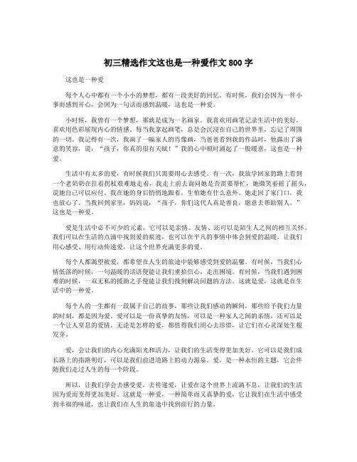 初三精选作文这也是一种爱作文800字